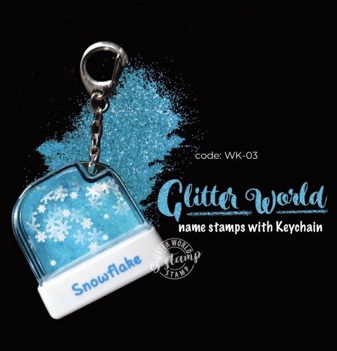 Glitter World Name Stamp with keychain